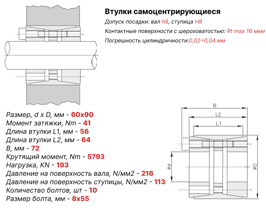 Чертеж втулка зажимная 60х90